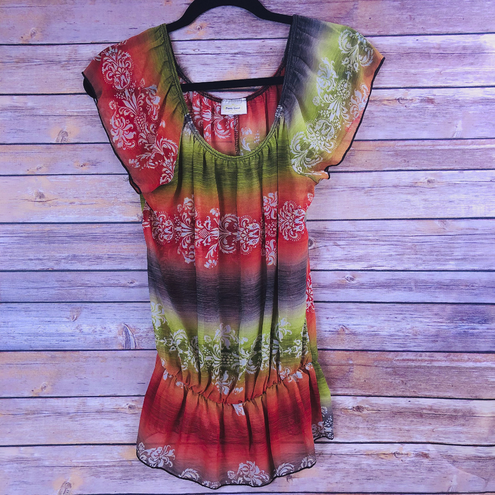 Pretty Good Sheer Ombre Boho Top - Medium